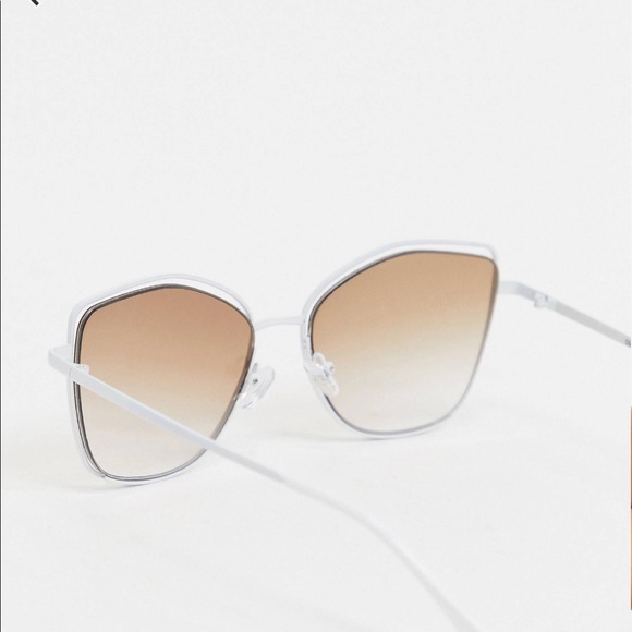 ASOS DESIGN angular cat eye sunglasses in white - Picture 4 of 7